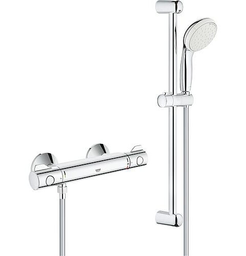 Brausethermostat-Set Grohe Grohtherm 800 Mit Brausestange 600 Mm Handbrause Ø 110 Mm Und Brauseschlauch Chrom