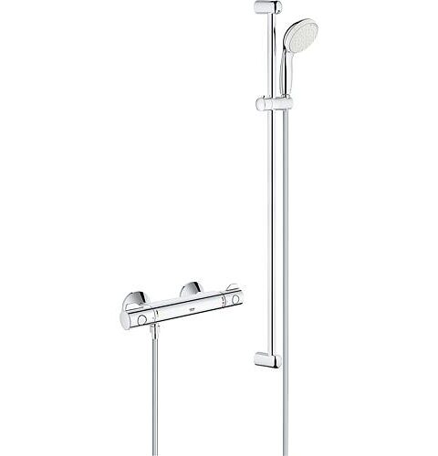 Brausethermostat-Set Grohe Grohtherm 800 Mit Brausestange 900 Mm Handbrause Ø 110 Mm Und Brauseschlauch Chrom