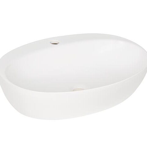 Aufsatz-Waschtisch Elanda 600×420 Mm Mit Hahnloch Keramik Weiß Glänzend