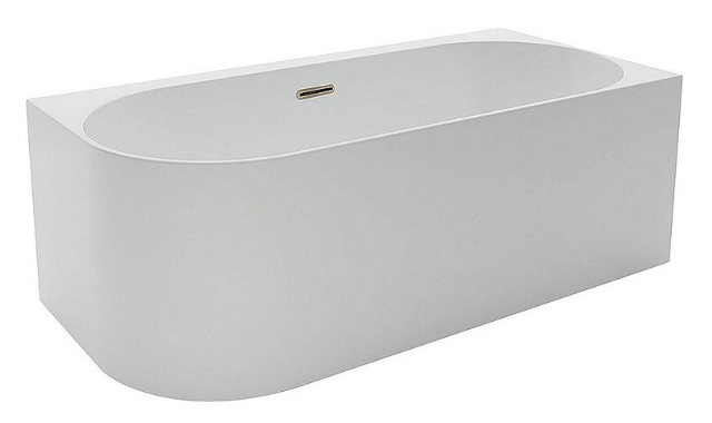 Eck-Badewanne Arnon BxHxT:1660x580x800mm Rundung links ohne Ablaufganitur mit Überlaufloch, Acryl weiß