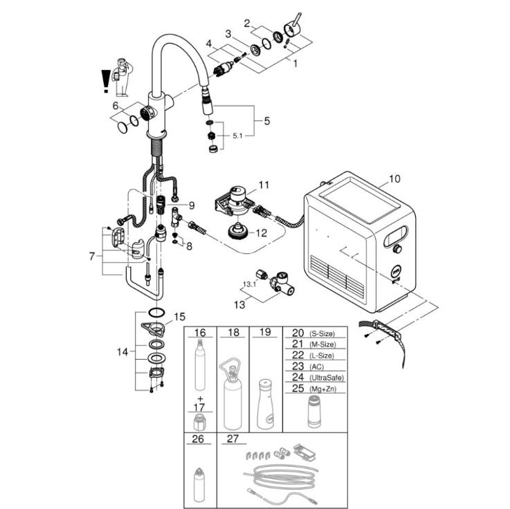 Grohe Blue Professional C-Auslauf 31325 mit herausziehbarem Mousseur supersteel – Bild 2